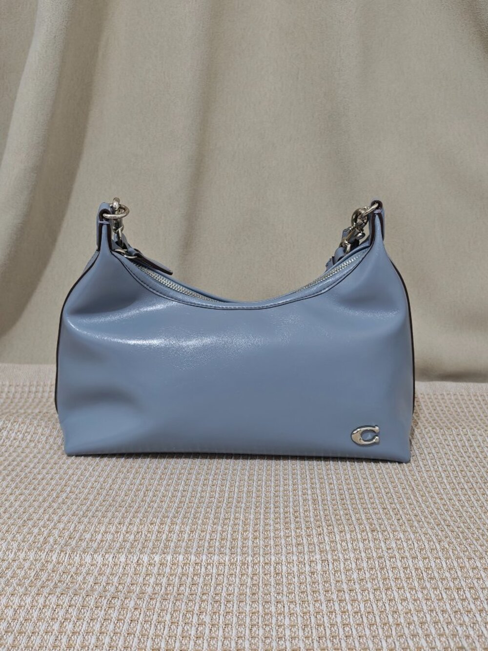 Coach Blue Leather Hobo Shoulder Bag With Extra Crossbody Strap